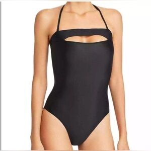 Bar III Women's Ruby Solid Cowlneck Halter One-Piece Swimsuit Size L